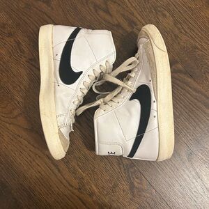 Nike Blazers Cream and Black High-Top Sneakers